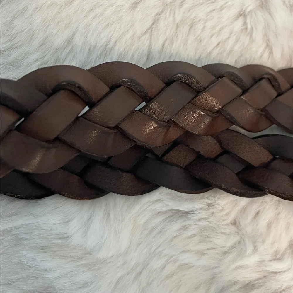 Coach Dark Brown Braided Leather Belt